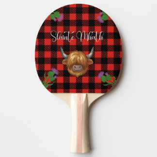 Raquete De Ping Pong Noite de Burns Vaca das Terras Altas Tartan Escocê