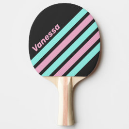 Raquete De Ping Pong Noite Retro Faixas Prismadas com Nome