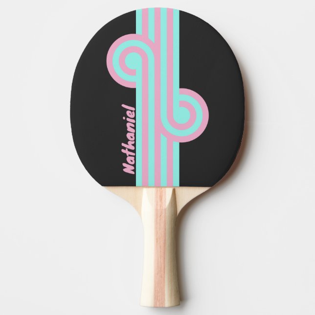 Raquete De Ping Pong Noite Retro Prism Loop com Nome (Frente)