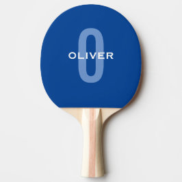 Raquete De Ping Pong Nome Branco Azul do Monograma Personalizado