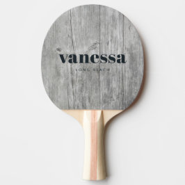 Raquete De Ping Pong Nome Clássico Moderno Minimalista em Madeira Cinza