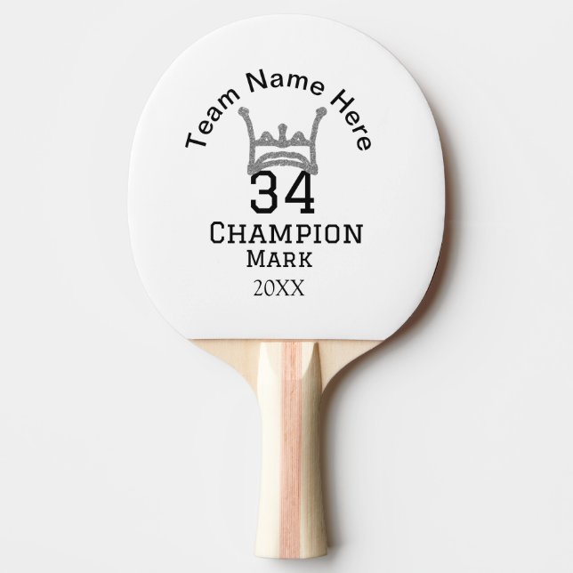 Raquete De Ping Pong nome da equipe adicionar nome do jogador data espo (Frente)