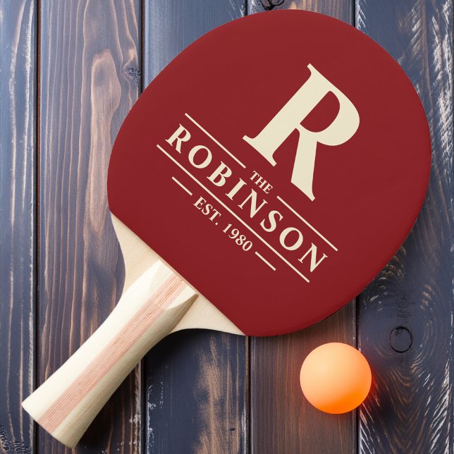 Raquete De Ping Pong Nome da família e amora profunda inicial (Criador carregado)
