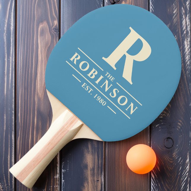 Raquete De Ping Pong Nome da família e barra inicial de aqua (Criador carregado)