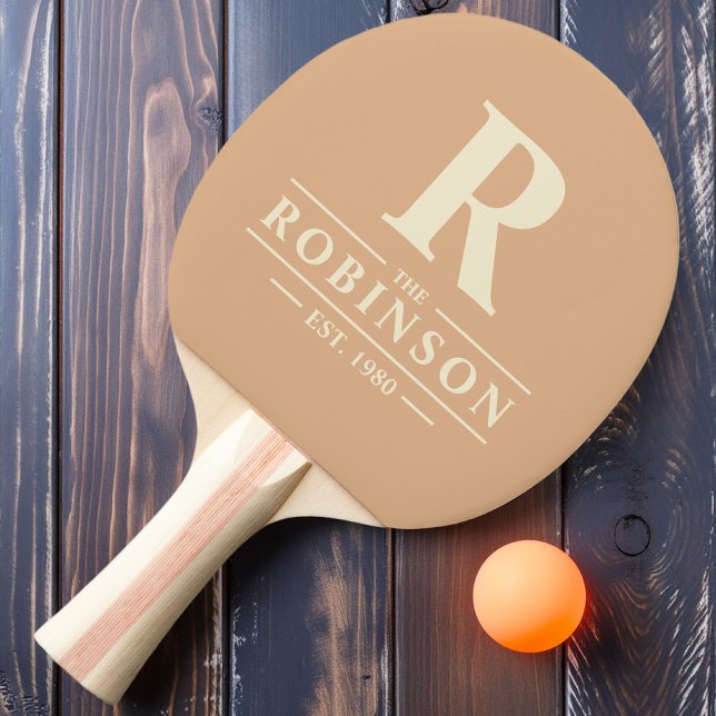 Raquete De Ping Pong Nome da família e Beijo inicial de pêssego (Criador carregado)