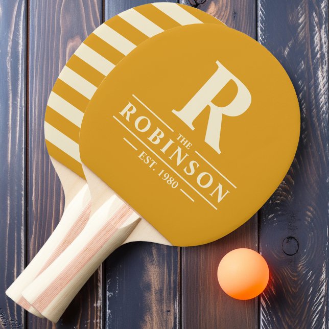 Raquete De Ping Pong Nome da Família e Botão Queimado Inicial Polo (Criador carregado)