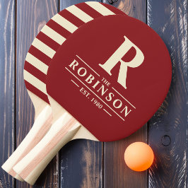 Raquete De Ping Pong Nome da família e Caranberry profundo do polo inic