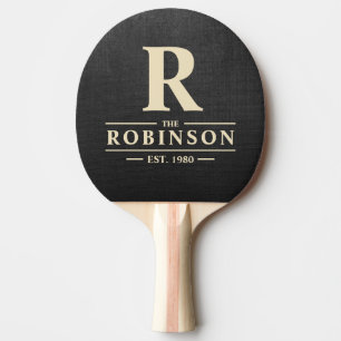 Raquete De Ping Pong Nome da Família e Inicial da Tela Preta