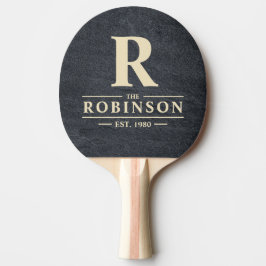 Raquete De Ping Pong Nome da Família e Inicial em Pedra de Granito Escu