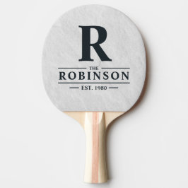 Raquete De Ping Pong Nome da Família e Inicial em Pedra de Mármore Bran