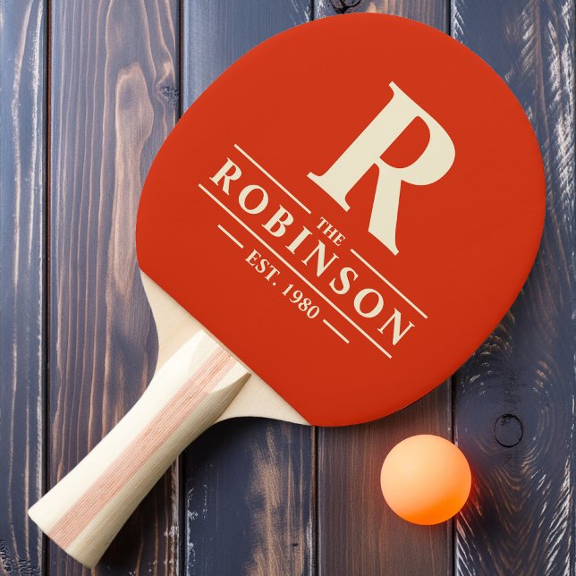 Raquete De Ping Pong Nome da família e laranja sanguíneo inicial (Criador carregado)