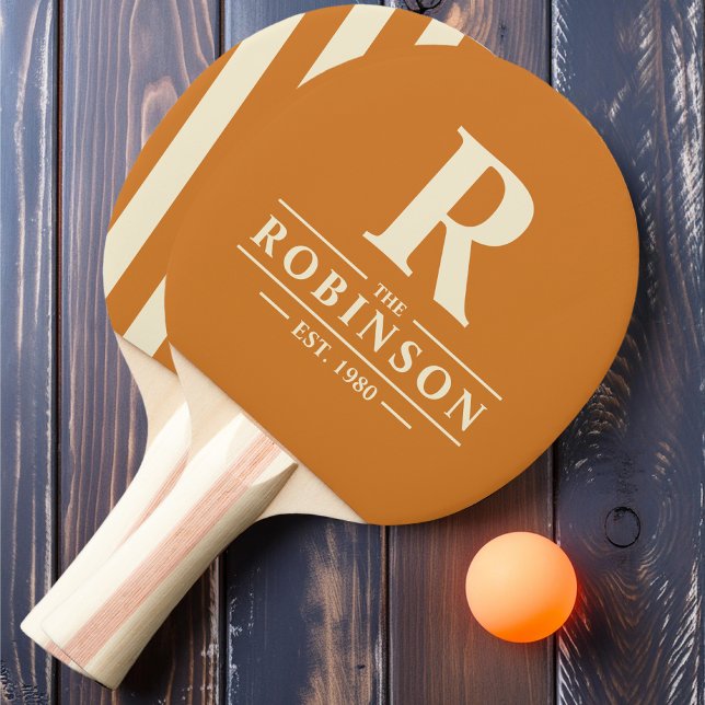 Raquete De Ping Pong Nome Da Família E Mel Queimado Inicial Do Polo (Criador carregado)