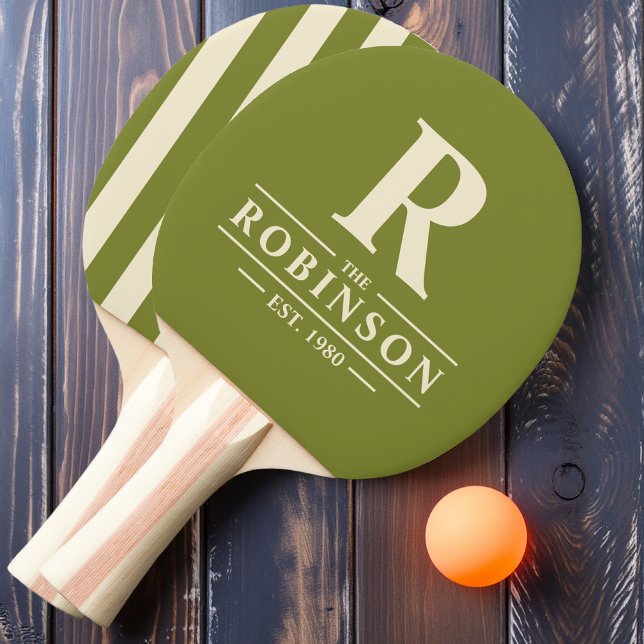 Raquete De Ping Pong Nome da família e polo inicial - polo verde selvag (Criador carregado)