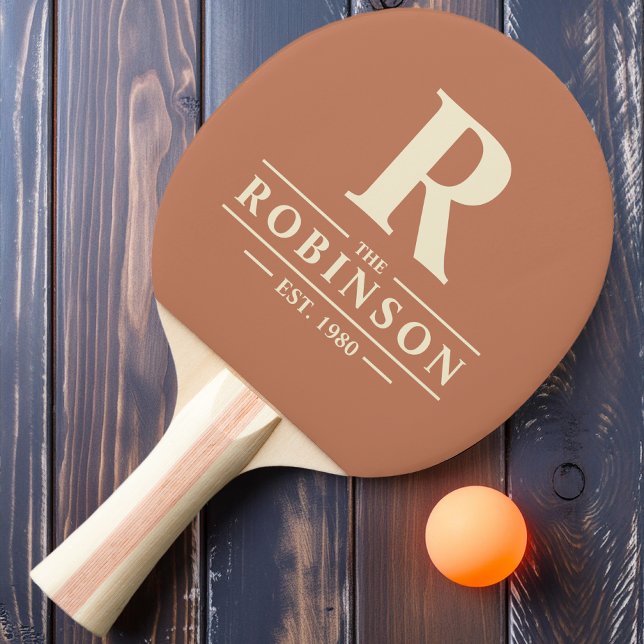 Raquete De Ping Pong Nome da família e Rosa inicial pálida (Criador carregado)