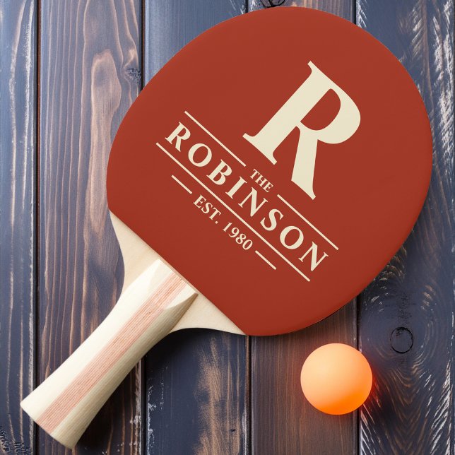 Raquete De Ping Pong Nome da família e Siena queimada inicial (Criador carregado)