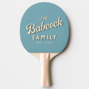 Raquete De Ping Pong Nome da Família Retro Meio do Século Água Tarde &