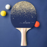 Raquete De Ping Pong Nome da Rapariga do Monograma de Script Azul do Ma<br><div class="desc">Pino do Pong Ping,  Nome do Monograma do Script Glitter Glitter Azul Dourado e Marinho. Isto faz o doce e perfeito aniversário de 16 anos,  casamento,  chá de panela,  aniversário,  chá de fraldas ou festa de solteira presente para alguém que ama luxo de luxo e estilos quíticos.</div>
