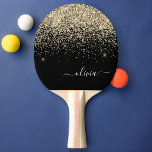 Raquete De Ping Pong Nome da Rapariga do Monograma do Script Glitter Pr<br><div class="desc">Nome do Monograma do Script Glitter Glitter Glitter Dourado e Preto Ping Pong Paddle. Isto faz o doce e perfeito aniversário de 16 anos,  casamento,  chá de panela,  aniversário,  chá de fraldas ou festa de solteira presente para alguém que ama luxo de luxo e estilos quíticos.</div>