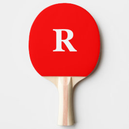 Raquete De Ping Pong Nome das Iniciais do Monograma Branco Vermelho Col