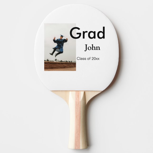 Raquete De Ping Pong nome de adição de garoto data ano texto QR felicit (Frente)