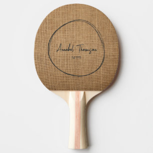 Raquete De Ping Pong Nome de aniagem marrom em círculo desenhado