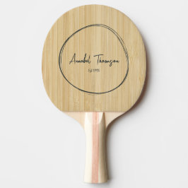 Raquete De Ping Pong Nome de Bambu Leve em Círculo Desenhado