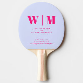 Raquete De Ping Pong Nome de Casamento Divertido Simples Formal Rosa Li