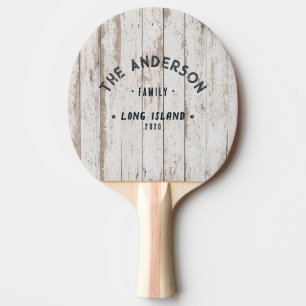 Raquete De Ping Pong Nome de Família à Beira-Mar Vintage em Madeira Bra