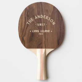 Raquete De Ping Pong Nome de Família à Beira-Mar Vintage em Madeira de