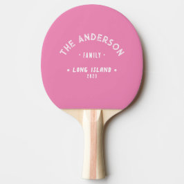 Raquete De Ping Pong Nome de Família à Beira-Mar Vintage Rosa