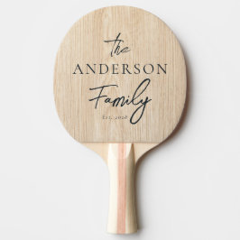 Raquete De Ping Pong Nome de Família Escrito à Mão em Pinheiro Branco