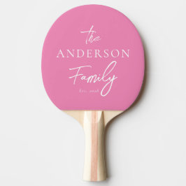 Raquete De Ping Pong Nome de Família Escrito à Mão em Rosa