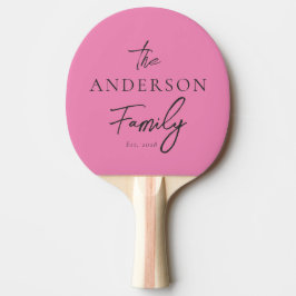 Raquete De Ping Pong Nome de Família Escrito à Mão em Rosa e Preto