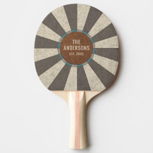 Raquete De Ping Pong Nome de Família Personalizado Vintage Retro Explos