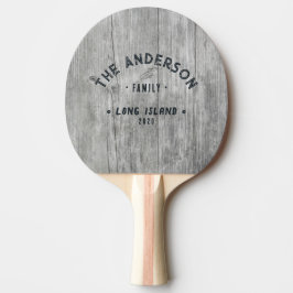 Raquete De Ping Pong Nome de Família Vintage Praia Madeira Cinza