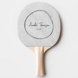 Raquete De Ping Pong Nome de Pedra de Mármore Branco em Círculo Desenha