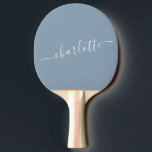 Raquete De Ping Pong Nome de Script Azul Elegante Dusty Personalizado<br><div class="desc">Pino Pong Personalizado - Nome do Script Azul Dusty Elegante</div>