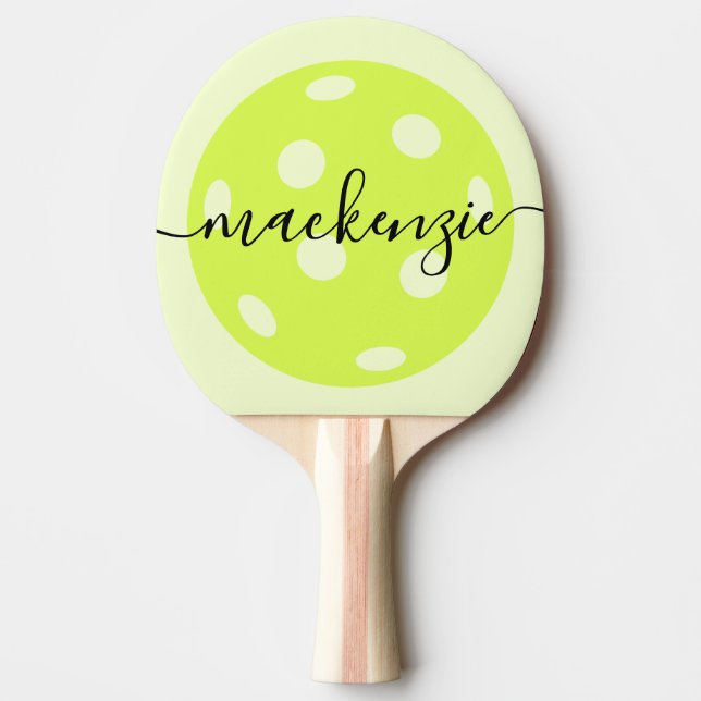 Raquete De Ping Pong Nome de Script Personalizado do Pickleball (Frente)