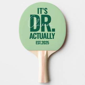 Raquete De Ping Pong Nome do Dr. Personalizado Moderno Data Verde Escur