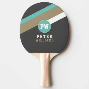 Raquete De Ping Pong Nome do jogador com Cinza Escuro de Stripes