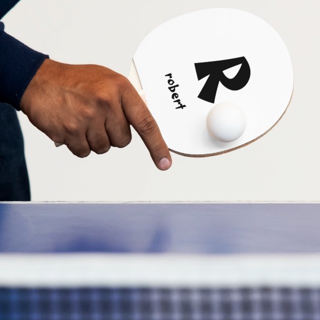 Raquete De Ping Pong Nome do Monogame Inicial Preto Personalizado (Insitu)