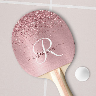 Raquete De Ping Pong Nome do Monograma da Lâmina Rosa Bruta de Metal Gl