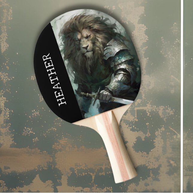 Raquete De Ping Pong Nome do Monograma do Guerreiro Leão (Criador carregado)