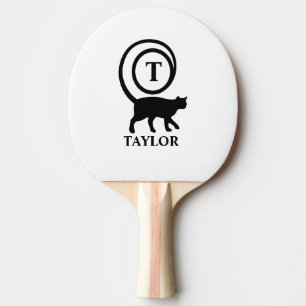 Raquete De Ping Pong Nome do Monograma Gato Inicial Gato Gato Lover Bra