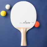 Raquete De Ping Pong Nome do Monograma Girly de Script Moderno Branco N<br><div class="desc">Nome do Monograma do Script Preto e Branco Ping Pong Paddle. Isto faz o doce e perfeito aniversário de 16 anos,  casamento,  chá de panela,  aniversário,  chá de fraldas ou festa de solteira presente para alguém que ama luxo de luxo e estilos quíticos.</div>