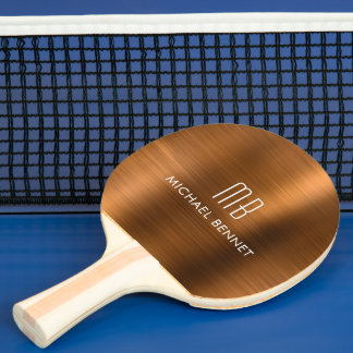 Raquete De Ping Pong Nome do Monograma Metálico de Cobre na moda