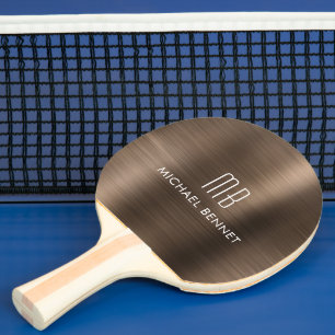 Raquete De Ping Pong Nome do Monograma Metálico na moda Brown