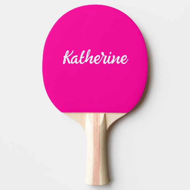 Raquete De Ping Pong Nome do Monograma Personalizado Neon-Pink (Frente)