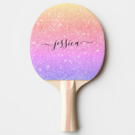 Raquete De Ping Pong Nome do script de brilho do arco-íris