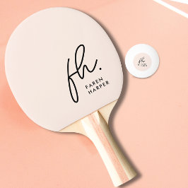Raquete De Ping Pong Nome do Script do Monograma Rosa Pink Blush